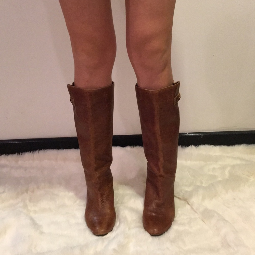 Tan brown leather boots